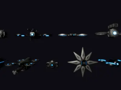 Sci-Fi Combat Drones Pack Low-poly 3D model