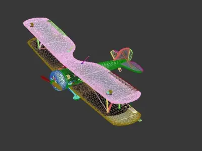 Plane rusty biplane 3D model