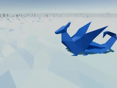 Origami Dragon Low-poly 3D model