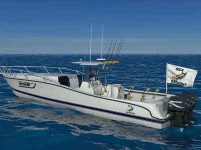 Boston Whaler Center Console Sport Fishing Boat Low-poly 3D model