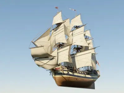 HMS Gorgo - Ship of the Line - 74 Gun 3D model