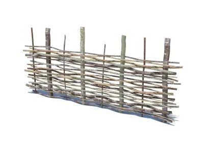 Modular medieval wooden fence pack Low-poly 3D model