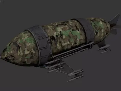 3D model of a missile or torpedo-like object Low-poly 3D model