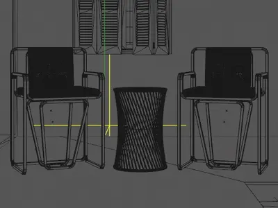 Set of garden chairs and tables 3D model