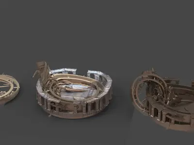 Steampunk Clock garden 3 designs 2 Low-poly 3D model