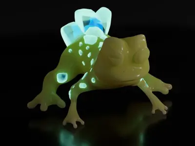 Frog Infected with Crystal Low-poly 3D model