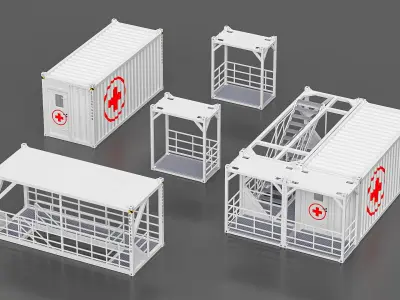 Hybrid Container Stair Platform White 3D model