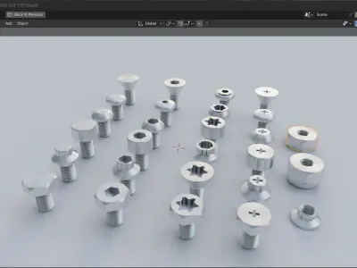 24 bolt and 3 nut 3d model 3D model