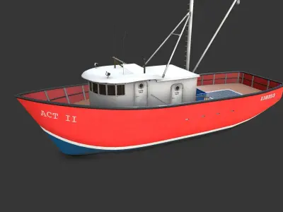 Old Fishing Boat Low-poly PBR Low-poly 3D model