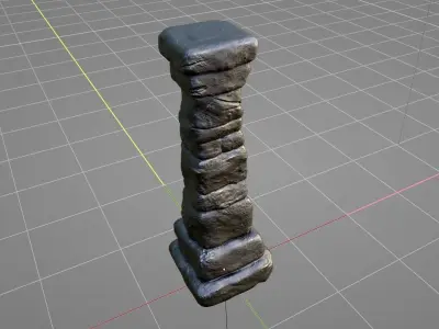Pillar - Ancient Stone - Low-Poly Game-Ready Low-poly 3D model