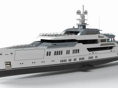 Elysian Superyacht Night Scene 3D model