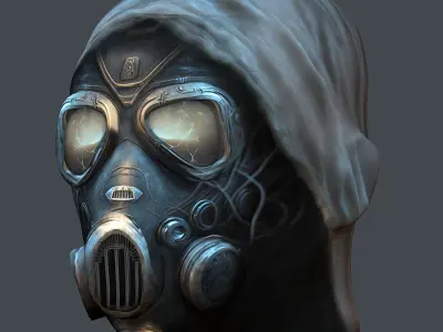 Gas mask helmet 3d model military combat fantasy cyborg Low-poly 3D model