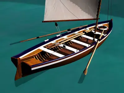 Captain Gig Boat 19th Century Low-poly 3D model