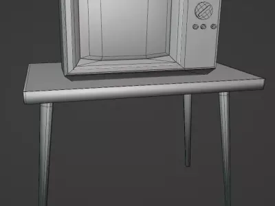 Old TV - table set Low-poly 3D model