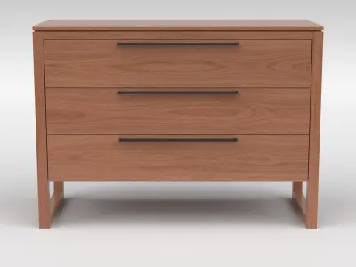 Linea II Natural Three Drawer Chest 3D model