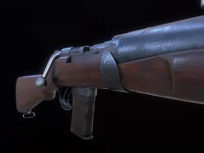 De Lisle British WW2 Rifle PBR Low-poly 3D model Low-poly 3D model