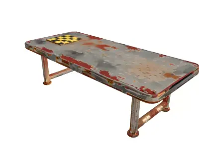 Rusty Distressed Metal Bench Low-poly 3D model