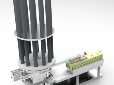 Pneumatic division rotary feeding mechanism 3D model
