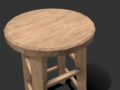 Wooden Stool Low-poly Free low-poly 3D model