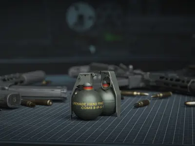 Game Ready M67 Frag Grenade - Police Skin Low-poly 3D model