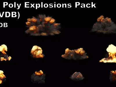 Low Poly Explosions Pack - vdb animated 3D model