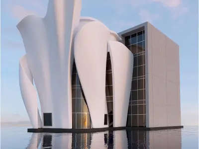Futuristic commercial building 01 3D model