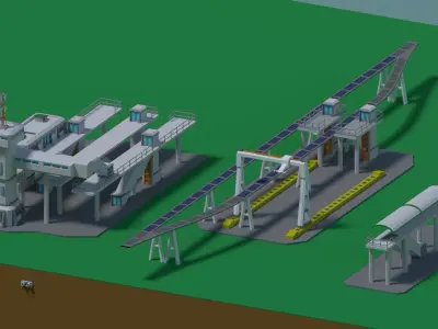 Maglev train station Low-Poly Free low-poly 3D model
