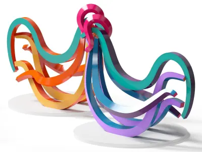 Two Roosters Statue 3D model