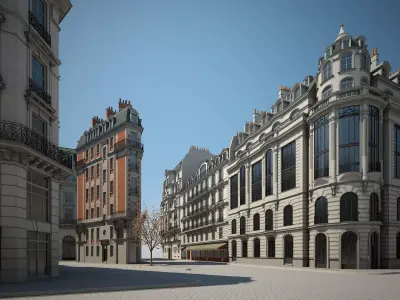 Boulevard city street in paris 3D model