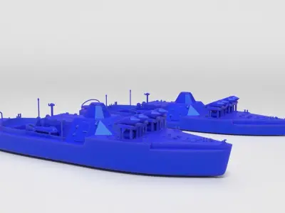 Old Small Armored River MineSweper 4 variants 3D print model