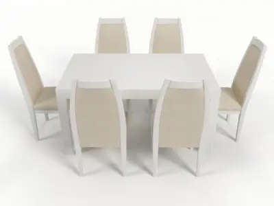 Modern Dining Table with Chairs Free 3D model purchase