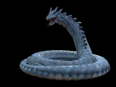 The Wyrm - Limbless Wingless Dragon Low-poly 3D model