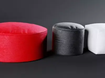 Ottomans three poufs Free 3D model