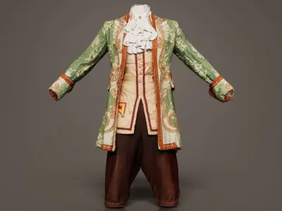 Organic Decorated Historic Costume Low-poly 3D model