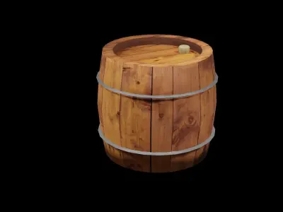 wooden barrel low-poly game ready Low-poly 3D model
