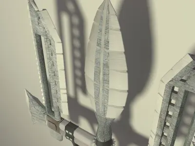 Trident Low-Poly metal pole with two sticks Low-poly 3D model