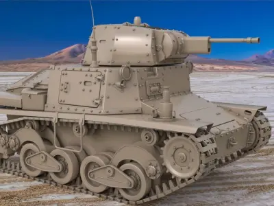 Tank L6 40 Ansaldo Fiat Italian Clay Vray 3D model