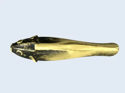 Vintage antique bronze gold fish for visualization and printing Low-poly 3D model