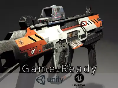 Sci-fi Submachine Gun  Game Ready  - CAR Low-poly 3D model