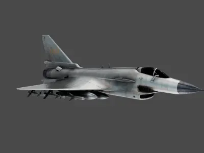 chengdu j 10 Aircraft 3D Model with Textures PBR Animated Low-poly 3D model