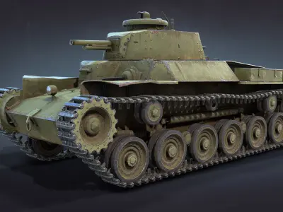 Type-97 Chi-Ha Low-poly 3D model