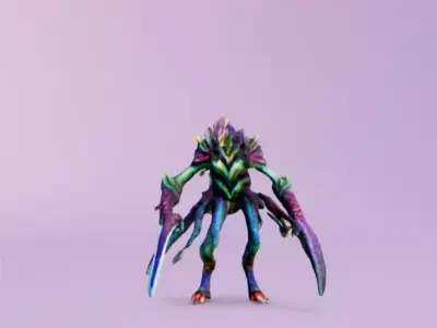 Alien Predator Bioluminescent Creature 3D Model Low-poly 3D model