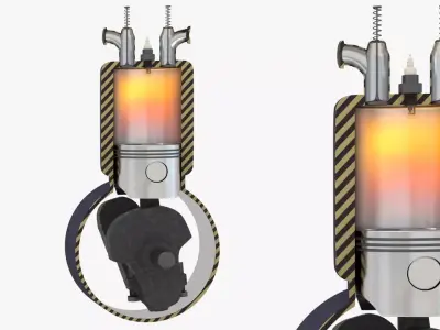 Four Stroke Engine Animation 3D model