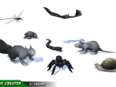 Low-Poly Wild Critter-Insect Rigged Collection Pack Low-poly 3D model