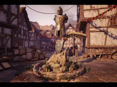 Medieval Village Environment Low-poly 3D model