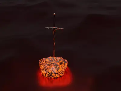 Sword stuck in a stone - blender Free low-poly 3D model