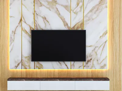 TV wall set 01 3D model purchase