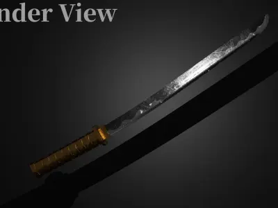 VRChat Katana Stylized Sword Poiyomi Shader Free low-poly 3D model