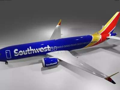 Southwest Airlines Boeing 737 max 8 3D model Low-poly 3D model