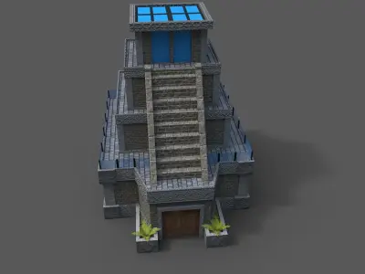 Cartoon Temple Low-poly 3D model